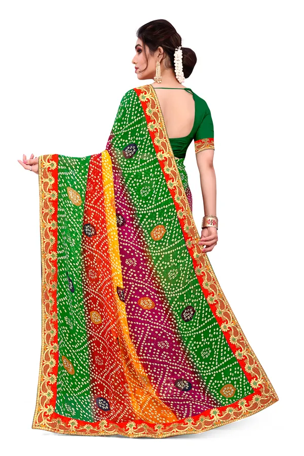 Georgette_Saree_Bandhani_Pattern_Fancy_Lace_Printed_Saree