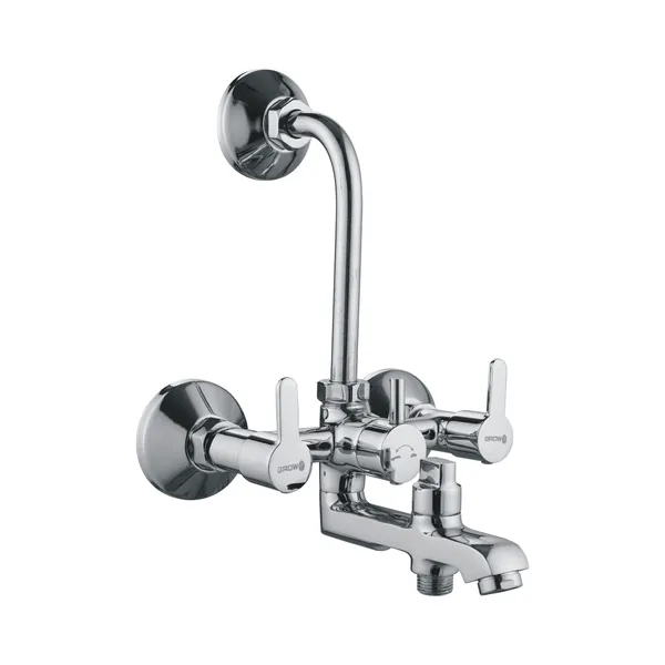 Furry_Fr-118_Chrome_Finish_Wall_Mounted_3-In-1_Bathroom_Faucet_Set