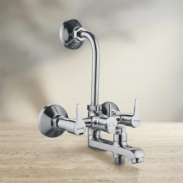 Furry_Fr-118_Chrome_Finish_Wall_Mounted_3-In-1_Bathroom_Faucet_Set