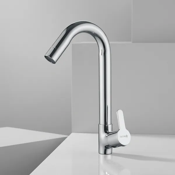 Furry_Fr-110_Chrome_Finish_Single_Lever_Swan_Neck_Kitchen_Sink_Faucet