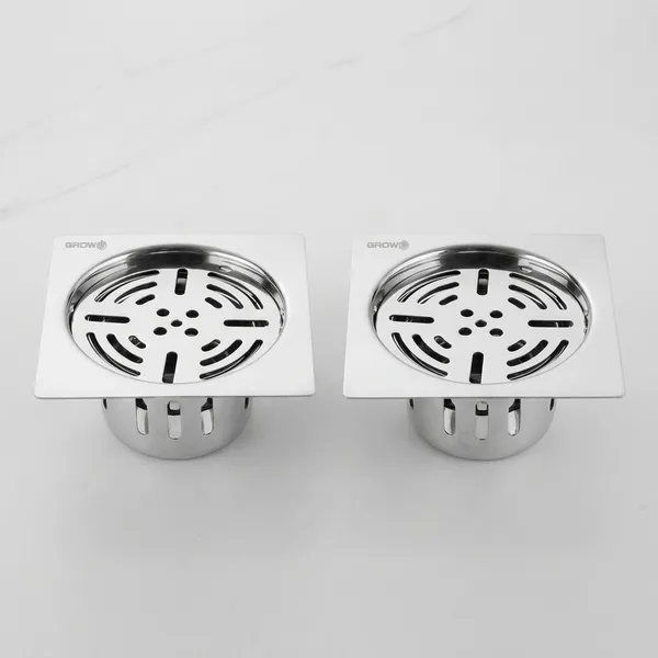 Ct-328_Plain_Stainless_Steel_Square_Floor_Drain_With_Removable_Grate_Pack_Of_2