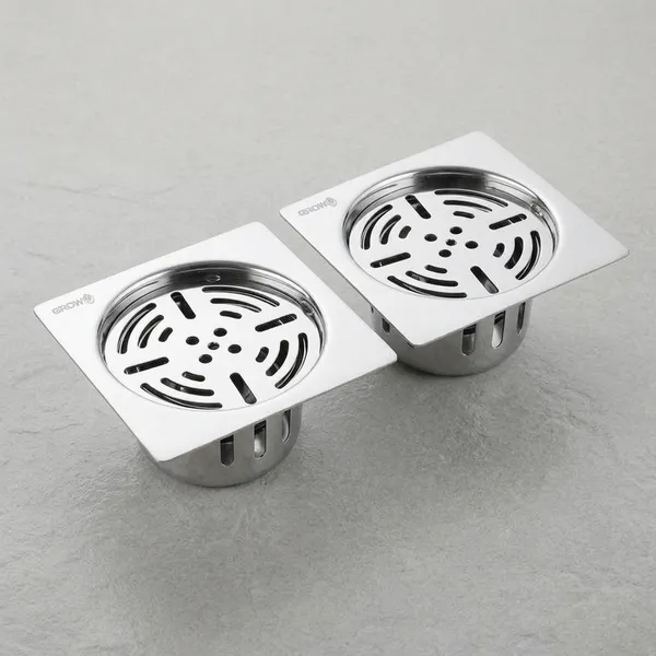 Ct-328_Plain_Stainless_Steel_Square_Floor_Drain_With_Removable_Grate_Pack_Of_2