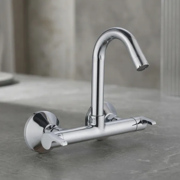 Choclate_Chrome_Finish_Wall_Mounted_Sink_Mixer_For_Kitchen