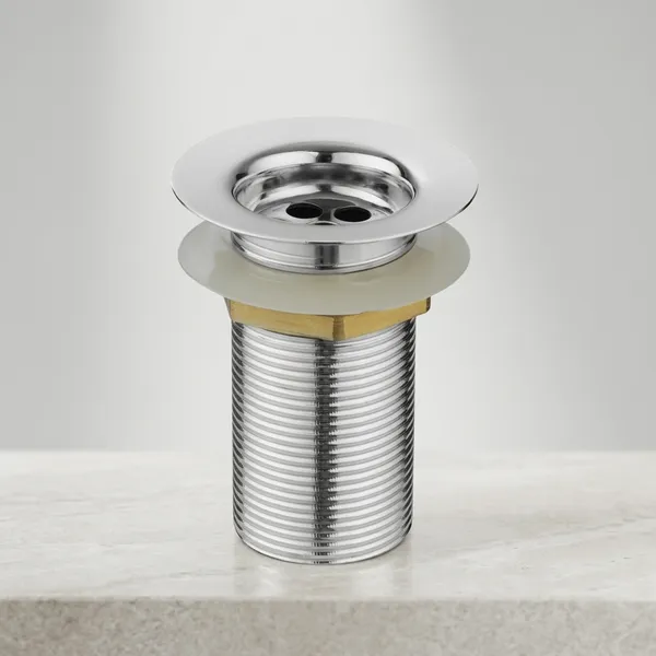 Wc-617Chrome_Finish_Stainless_Steel_Waste_Drain_Assembly_For_Basin_With_Brass_Nut_In_3"_Length_Pack_Of_2