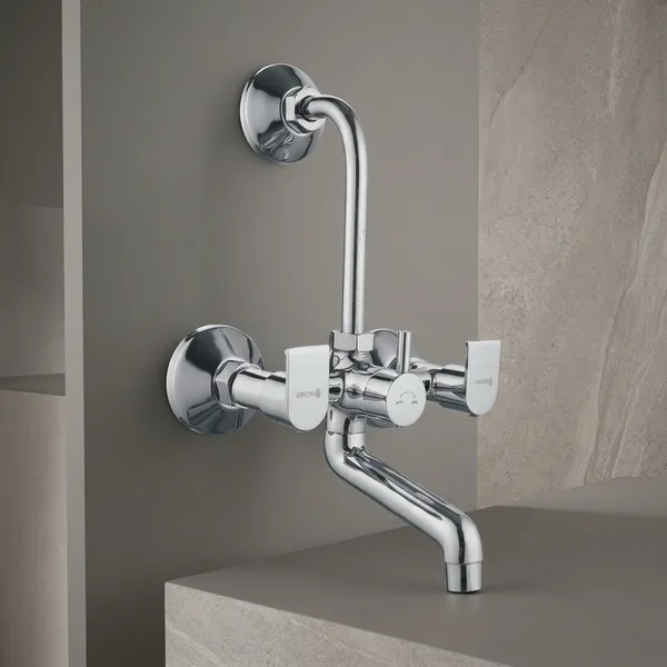 Classo_Cl-217_Chrome_Finish_Wall_Mounted_2-In-1_Bath_Mixer_With_L-Bend_Pipe