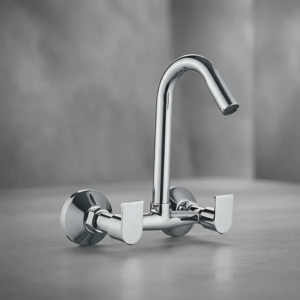 Classo_Cl-211_Chrome_Finish_Wall_Mount_Dual_Handle_Kitchen_Sink_Mixer_Tap