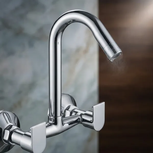 Classo_Cl-211_Chrome_Finish_Wall_Mount_Dual_Handle_Kitchen_Sink_Mixer_Tap