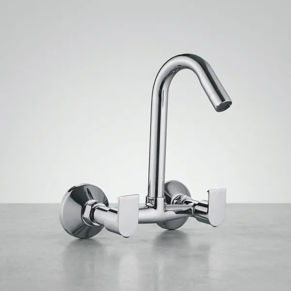 Classo_Cl-211_Chrome_Finish_Wall_Mount_Dual_Handle_Kitchen_Sink_Mixer_Tap