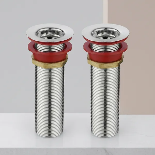 Wc-618Chrome_Finish_Stainless_Steel_Waste_Drain_Assembly_For_Basin_With_Brass_Nut_In_6"_Length_Pack_Of_2