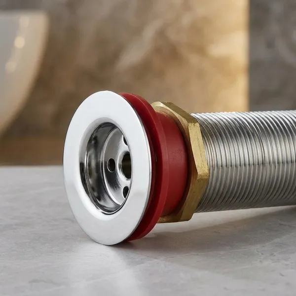 Wc-618Chrome_Finish_Stainless_Steel_Waste_Drain_Assembly_For_Basin_With_Brass_Nut_In_6"_Length_Pack_Of_2