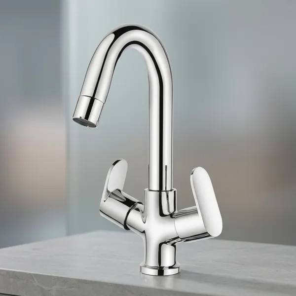 Shine_Sn-611_Chrome_Finish_Dual_Handle_Swivel_Spout_Kitchen_Sink_Faucet