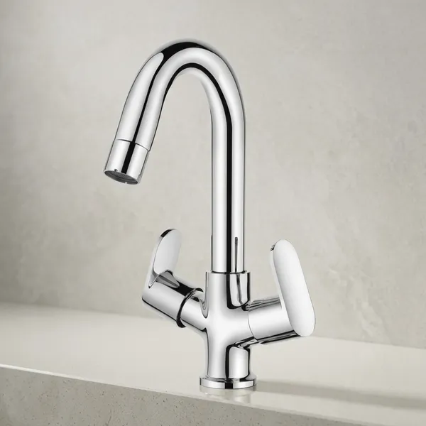 Shine_Sn-611_Chrome_Finish_Dual_Handle_Swivel_Spout_Kitchen_Sink_Faucet