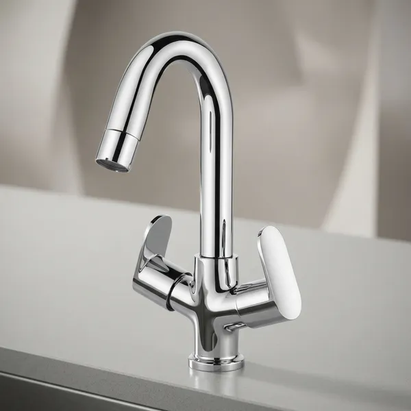 Shine_Sn-611_Chrome_Finish_Dual_Handle_Swivel_Spout_Kitchen_Sink_Faucet