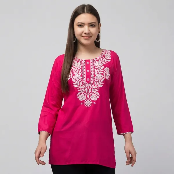 Pink_Rayon_Straight_Embroidered_Kurti_For_Women