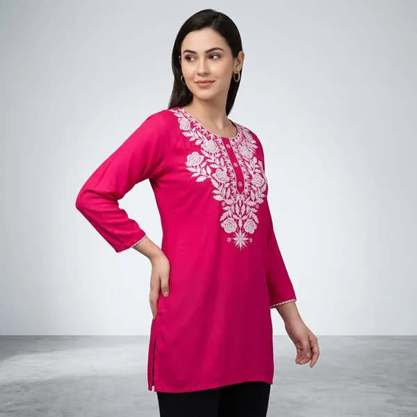 Pink_Rayon_Straight_Embroidered_Kurti_For_Women