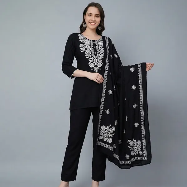 Black_Rayon_Straight_Embroidered_Kurti_For_Women