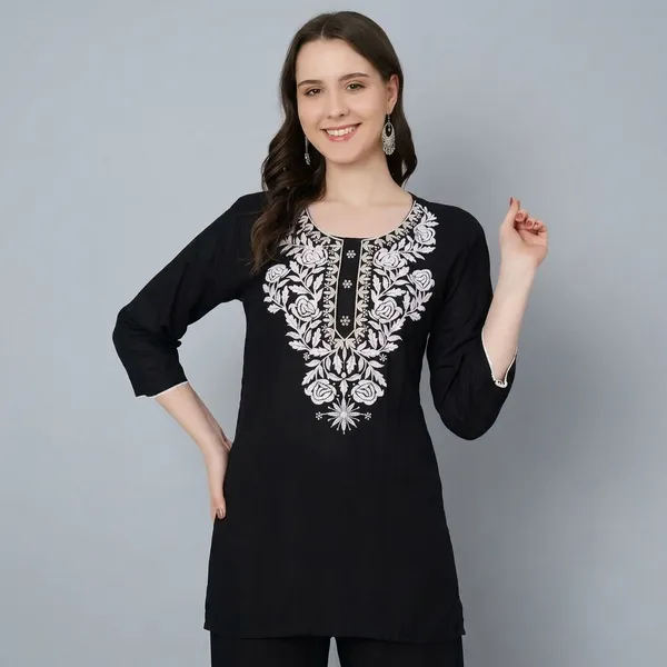 Black_Rayon_Straight_Embroidered_Kurta_For_Women