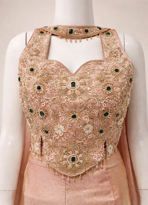 OOJAL_Satin_Peach‑Gold_Embroidered_Crop-Top_with_Palazzo_&_Dupatta_–_Designer_Festive_Partywear