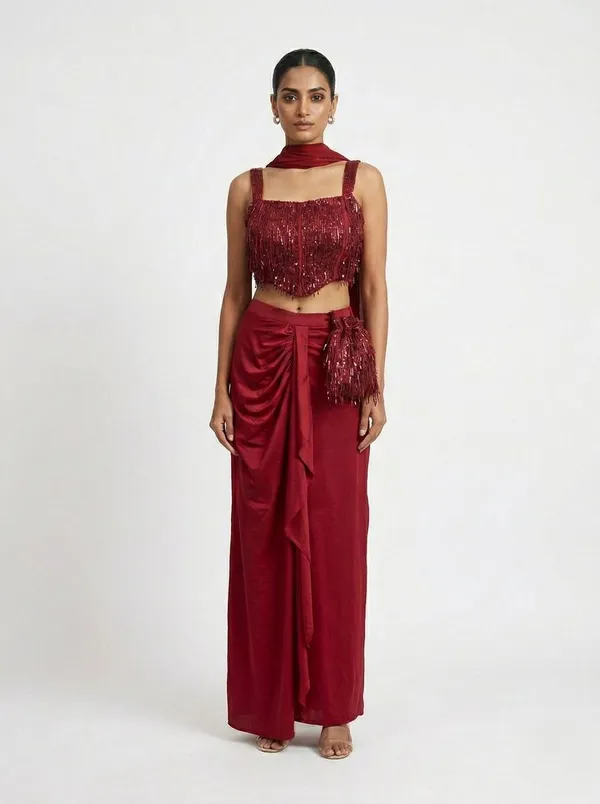 Oojal_Women_Crop_Top_Skirt_Dupatta_Set