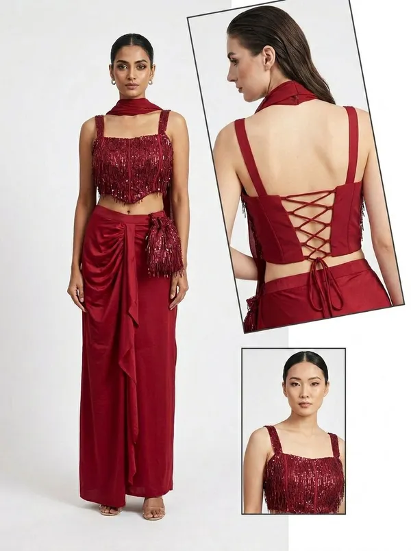 Oojal_Women_Crop_Top_Skirt_Dupatta_Set