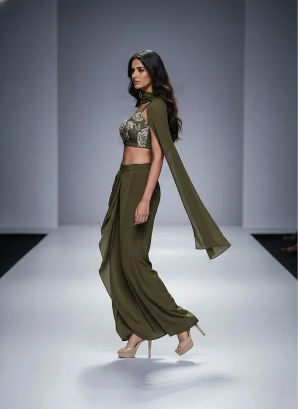 Oojal_Women_Crop_Top_Skirt_Cape_Set