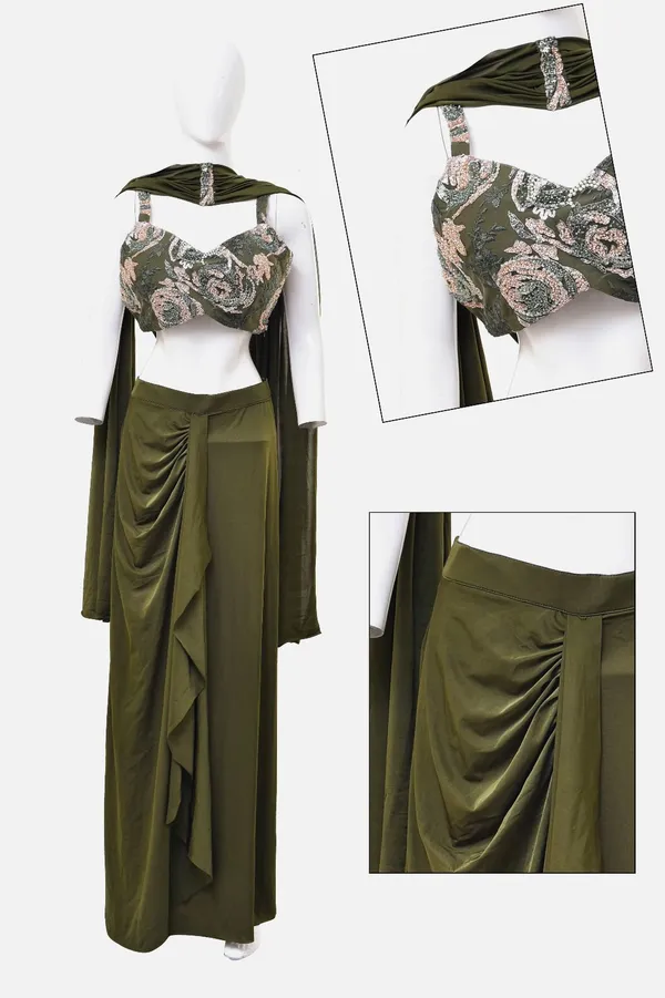 Oojal_Women_Crop_Top_Skirt_Cape_Set