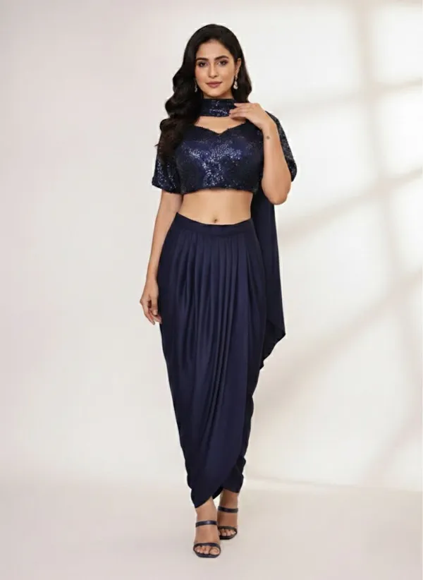 Oojal_Women_Crop_Top_Skirt_Attached_Dupatta_Set