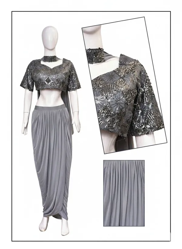 Oojal_Women_Crop_Top_Skirt_Attached_Dupatta_Set