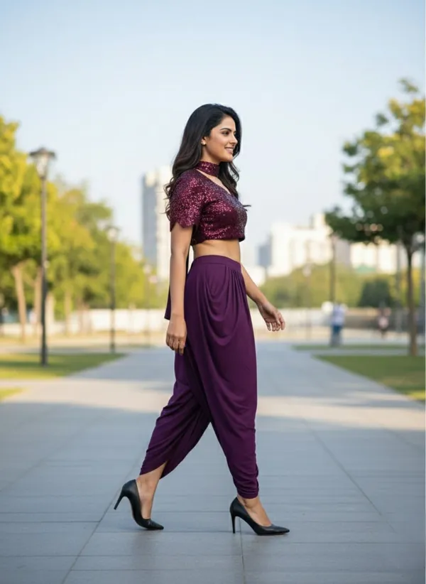 Oojal_Women_Crop_Top_Skirt_Attached_Dupatta_Set