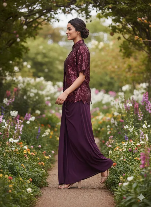 Oojal_Straight_Gown_Maroon