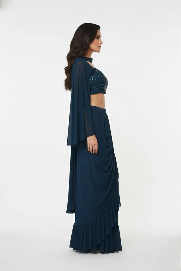 Oojal_Solid_Stitched_Lehenga_And_Crop_Top_Green