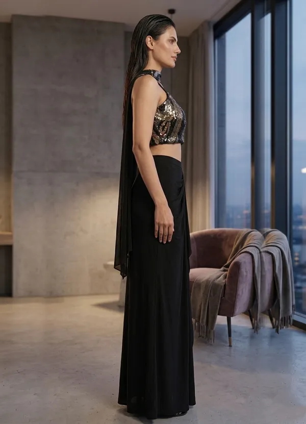 OOJAL_Lycra_Black_Designer_Ensemble_�_Premium_Partywear