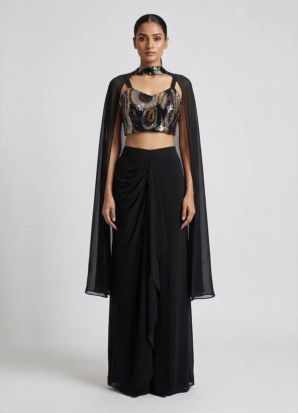 OOJAL_Lycra_Black_Designer_Ensemble_�_Premium_Partywear