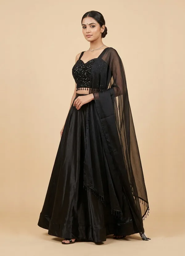 OOJAL_Poly_Satin_Black_Designer_Outfit_�_Elegant_Partywear_Ensemble