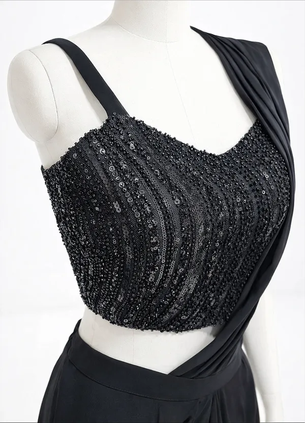 Oojal_Indo_Western_Black_Ready_To_Wear_Designer__Saree