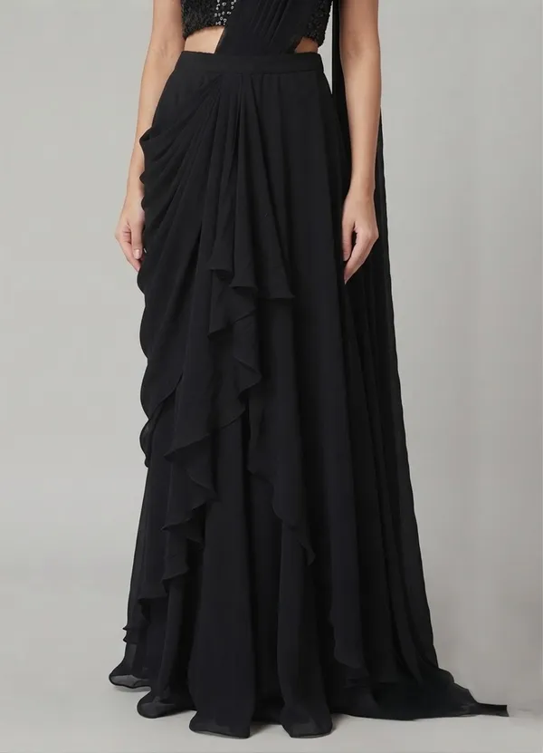 Oojal_Indo_Western_Black_Ready_To_Wear_Designer__Saree