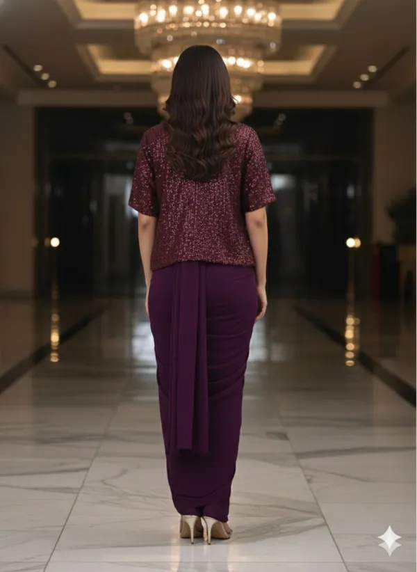 Oojal_Embroidered_Pre_Draped_Saree_Georgette_Saree_Purple