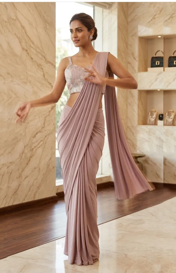 Oojal_Powder_Pink_Color_Ready_To_Wear_Designer_Saree