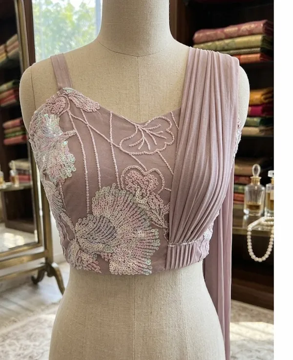 Oojal_Powder_Pink_Color_Ready_To_Wear_Designer_Saree