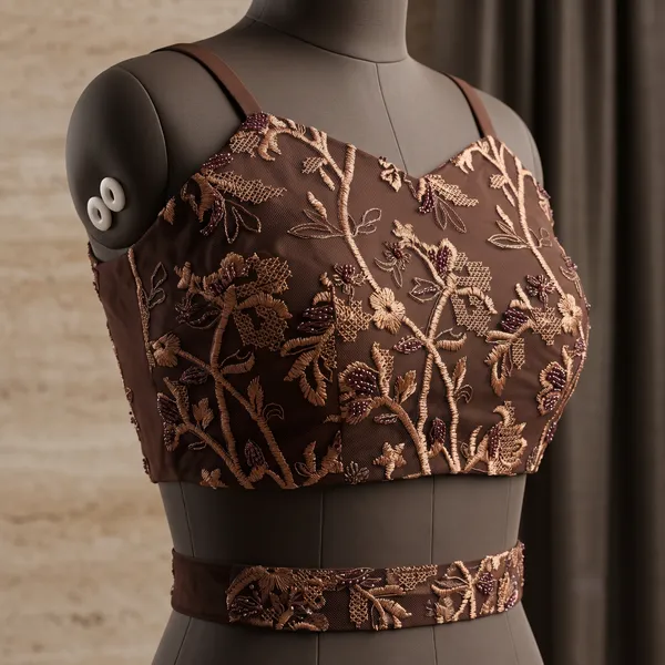 Oojal_Solid_Plain_Pre_Draped_Saree_Lycra_Saree_Brown