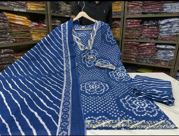 Blue_Bandhani_Print_Ethnic_Suit_Set_For_Women