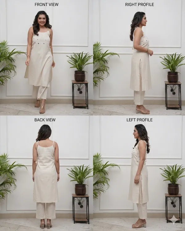 Cream_Sleeveless_Kurta_Pant_Set_For_Women