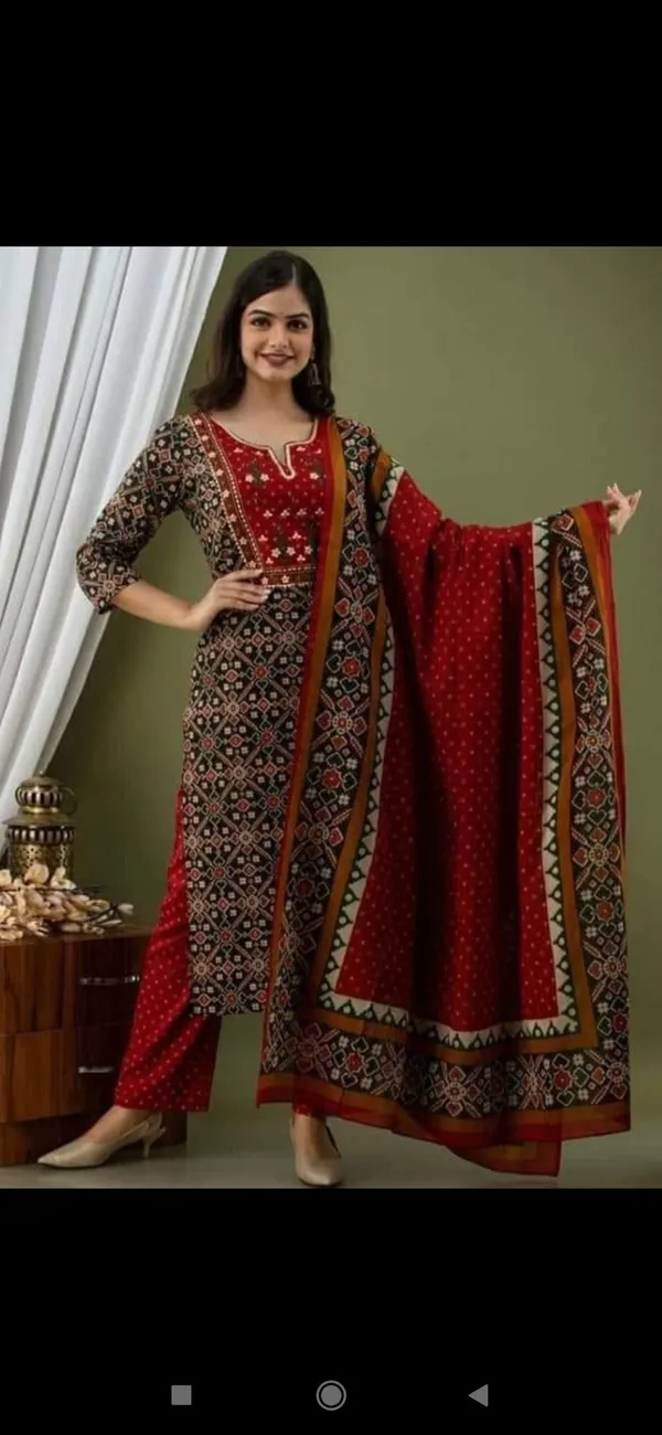 Red_And_Black_Printed_Salwar_Suit_Set_For_Women