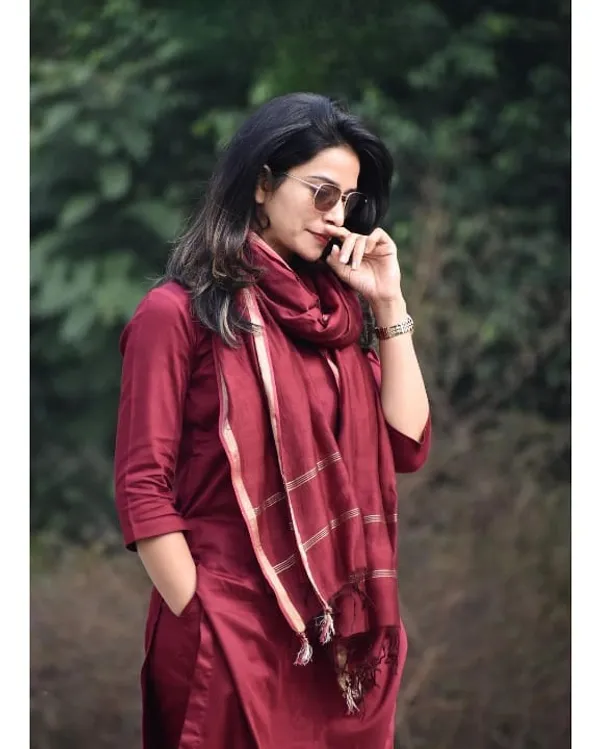 Maroon_Blend_Straight_Kurta_Set_For_Women
