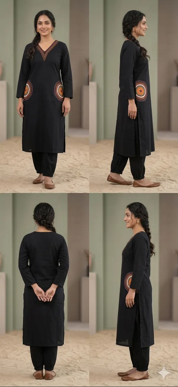 Black_Straight_Fit_Embroidered_Kurta_Set_For_Women