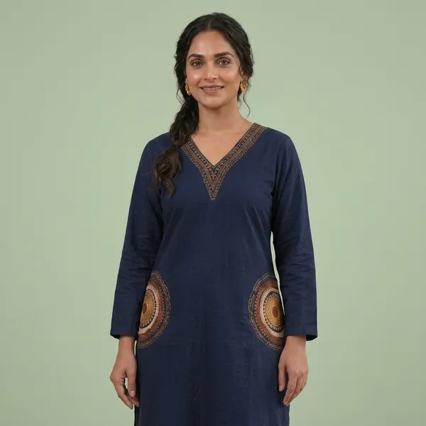 Navy_Blue_Embroidered_Straight_Kurta_Set_For_Women