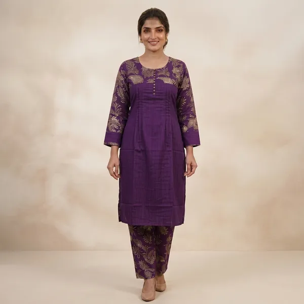 Purple_Embroidered_Straight_Kurti_Set_With_Printed_Pants_For_Women
