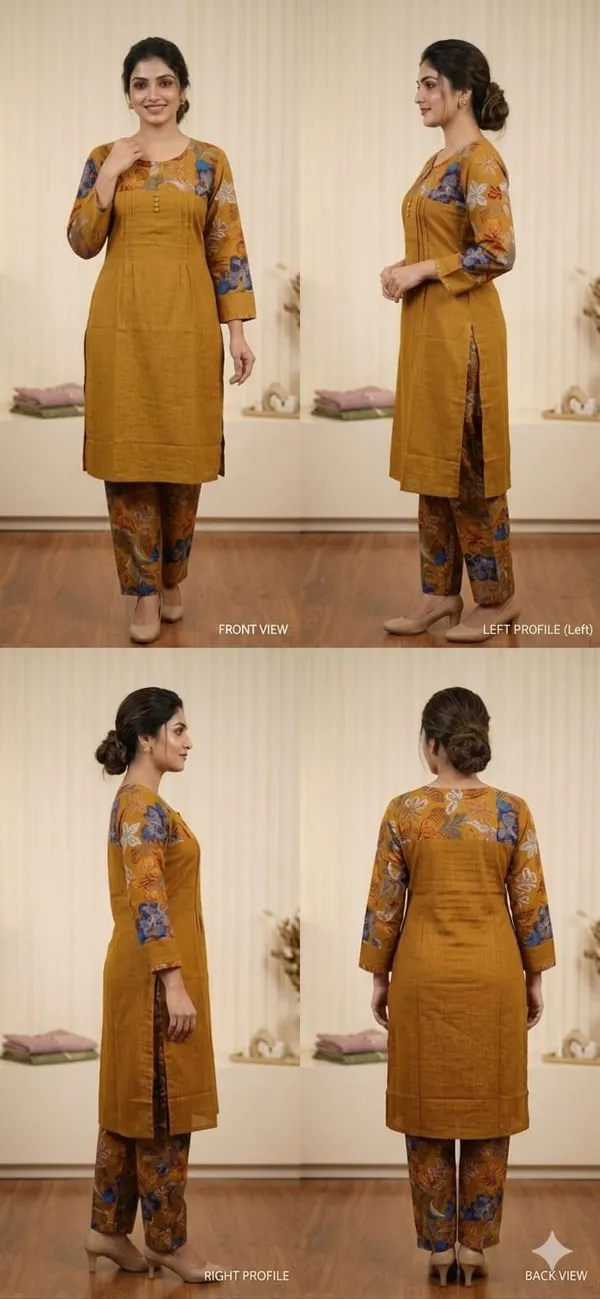 Mustard_Yellow_Floral_Print_Straight_Kurta_Pant_Set_For_Women