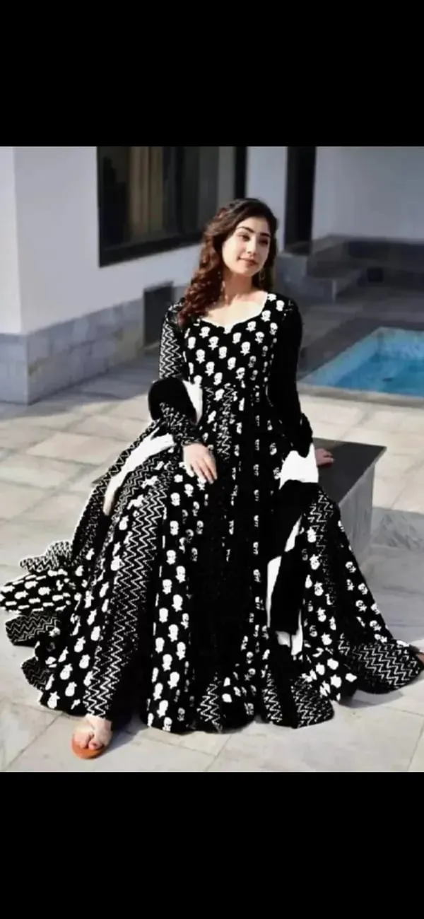Black_And_White_Skull_Print_Anarkali_Dress_For_Women