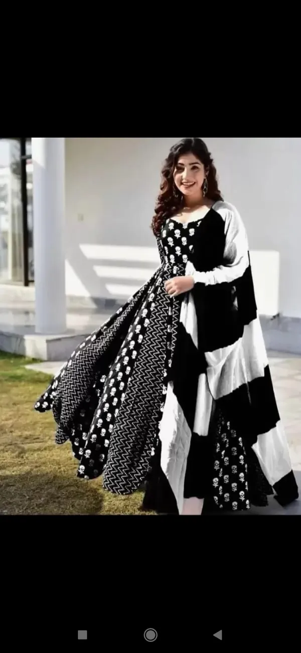 Black_And_White_Skull_Print_Anarkali_Dress_For_Women